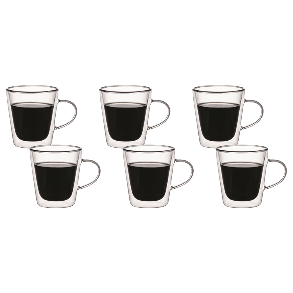 ARAMORO 6 PCS SET 180 ML BOROSILICATE DOUBLE WALL GLASS CUP