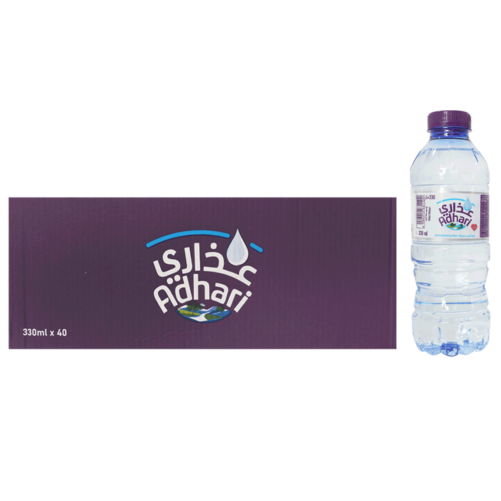 Adhari plastic bottled drinking water, 330 ml, 40