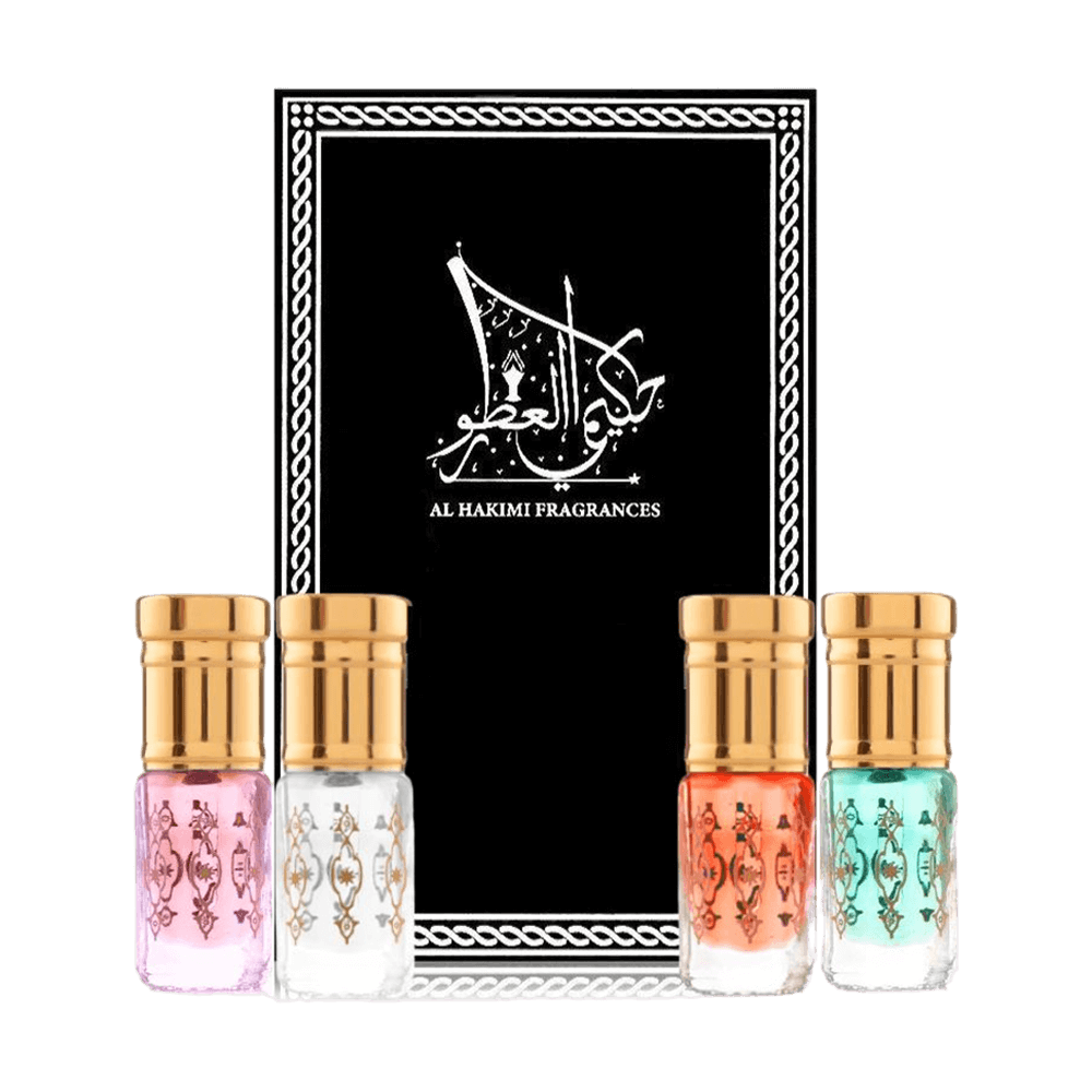 Al Hakimi Fragrances Red, Blue, Sensation & Tahara Musk Set