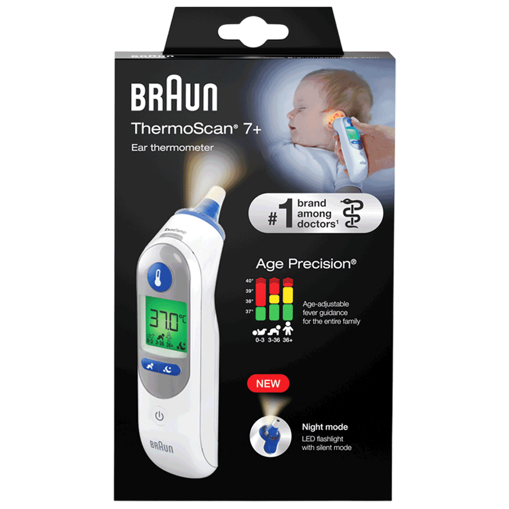 Braun Thermoscan 7+  Ear Thermometer With Age Precision and Night mode