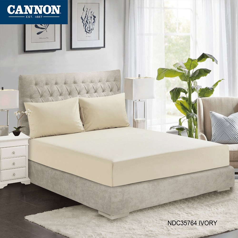 CANNON (K) FTD PREMIUM COTTON SOLID LINE B/SHT 3PC CRM