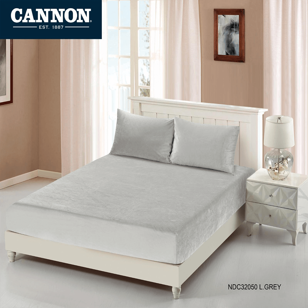 CANNON (T) PLN PLUSH FLANNEL B/SHT 2PCLT.GREY