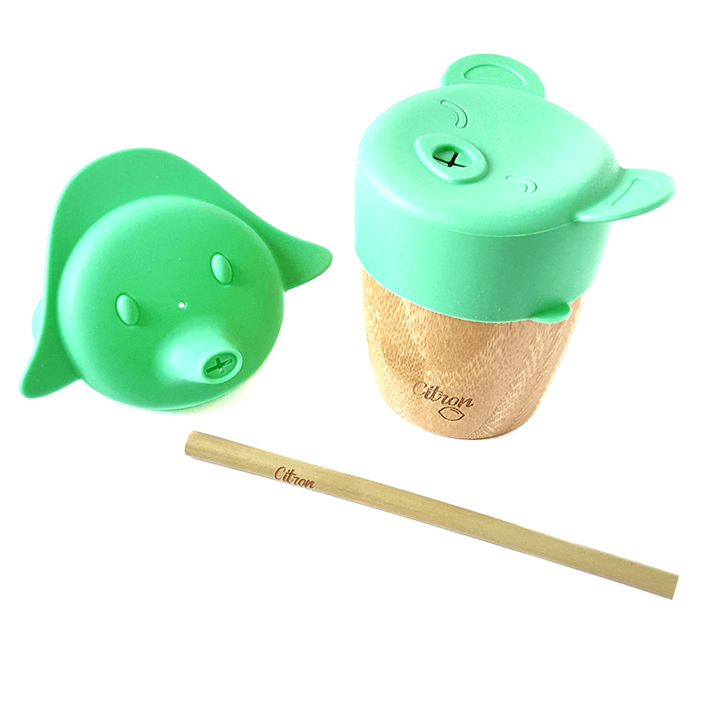 [KW053968] Citron 2 Lids & Straw Bamboo Cup
