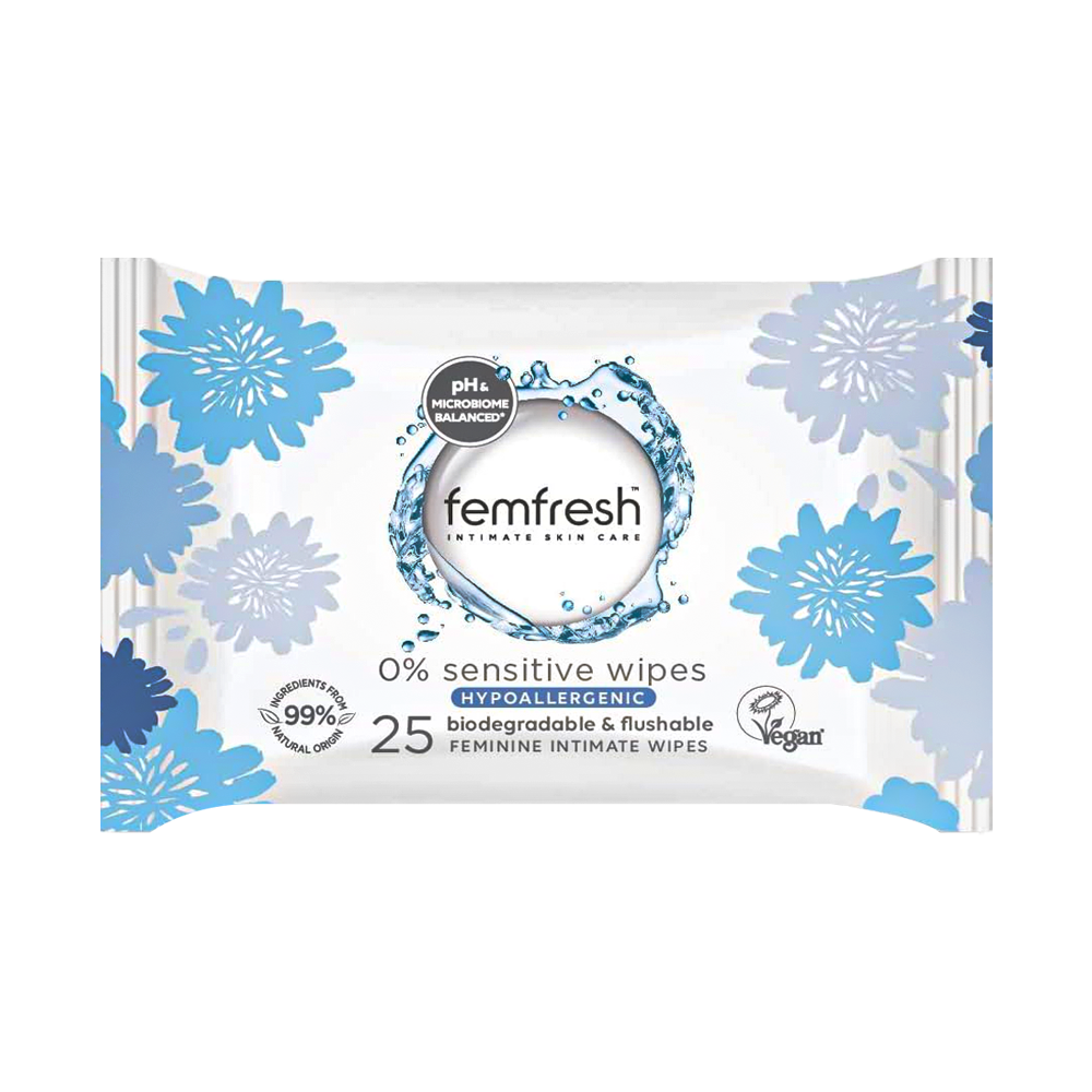 Femfresh Biodegradable & Flushable 0% Sensitive Wipes