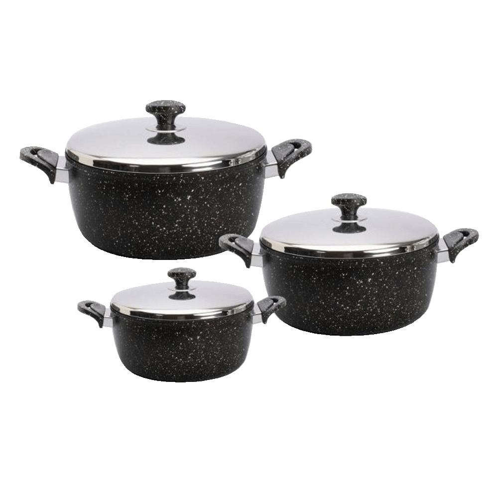 Saflon Granite Pot With Stainless Steel Lid Set