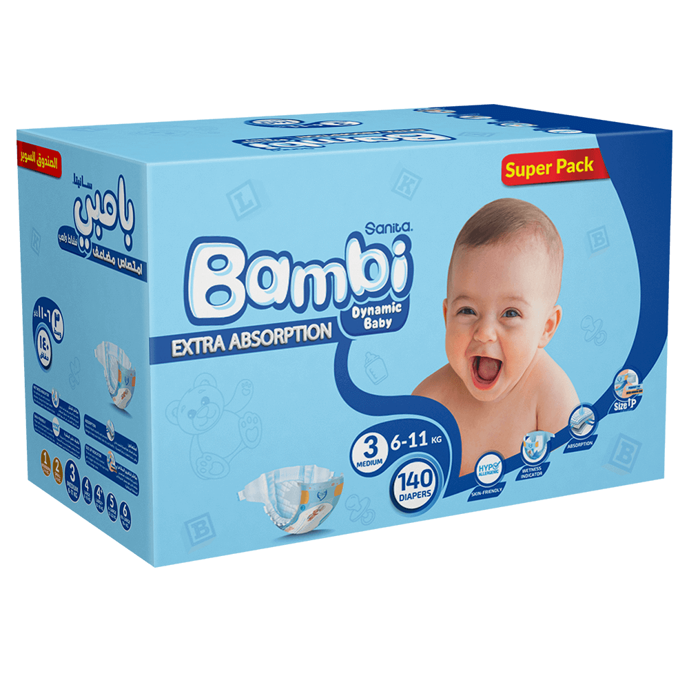 Sanita Bambi Size 3 Diapers - Medium (6-11 kg)