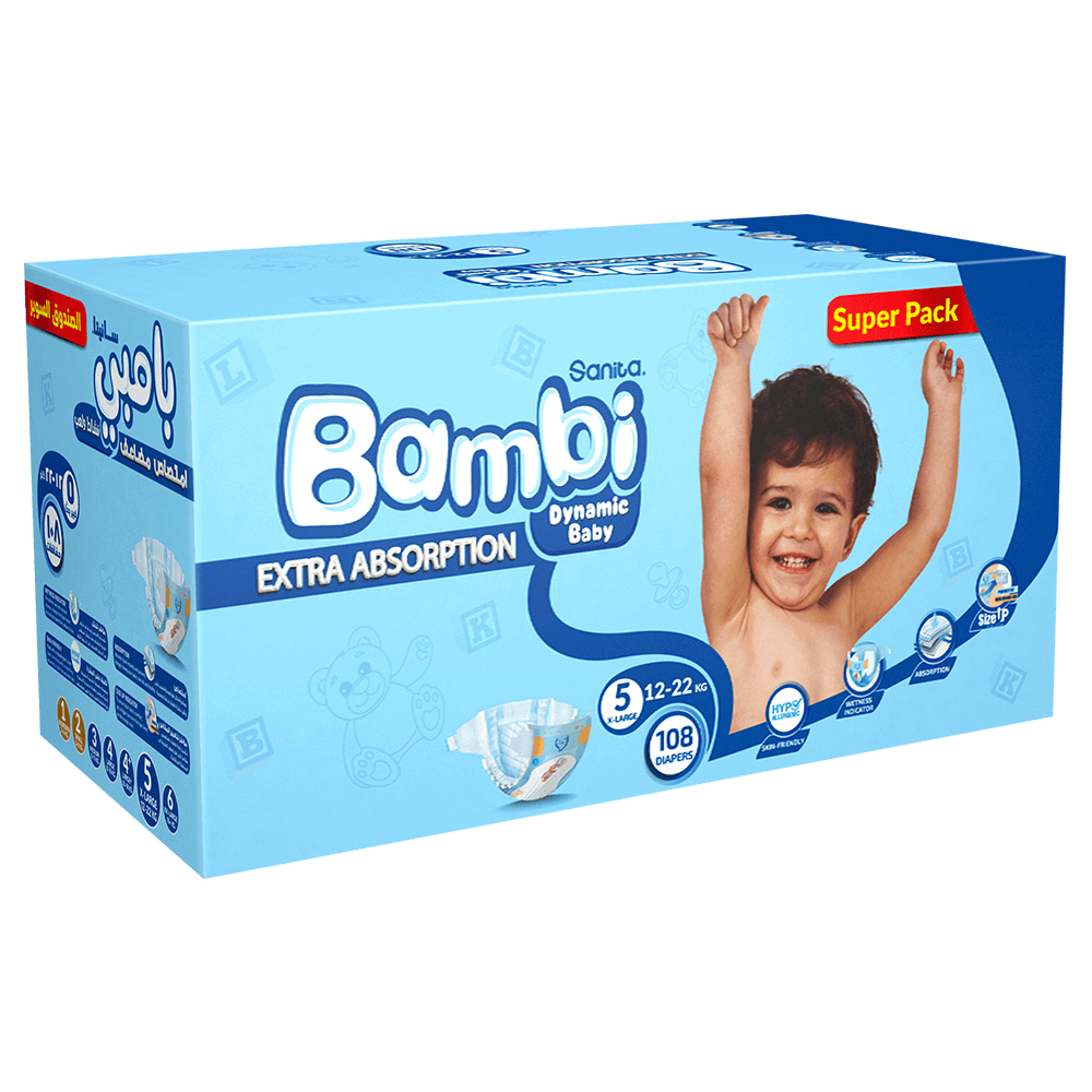Sanita Bambi Size 5 Diapers - X-Large (12-22 kg)