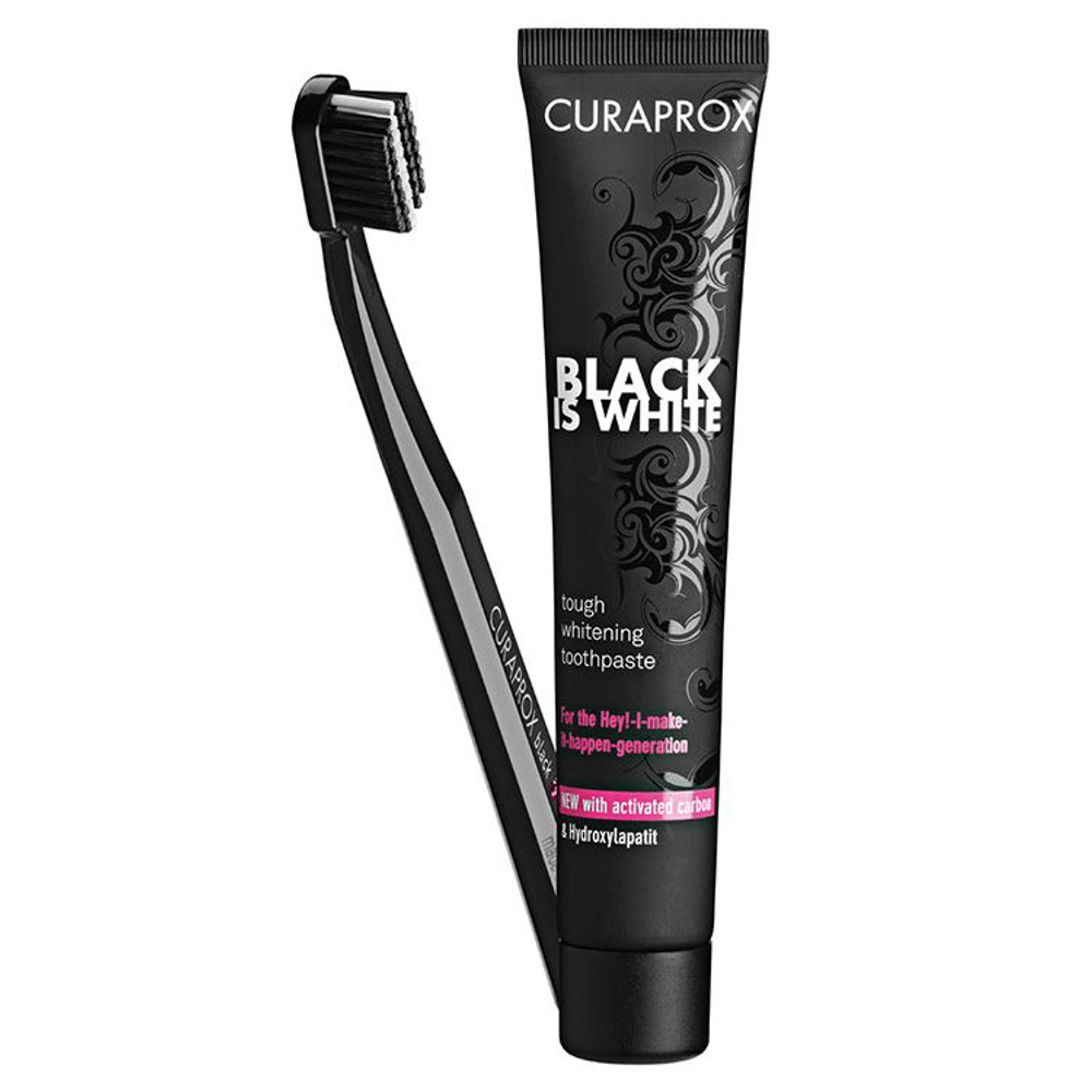[KW011152] Curaprox Black Is White Whitening Toothpaste With Toothbrush