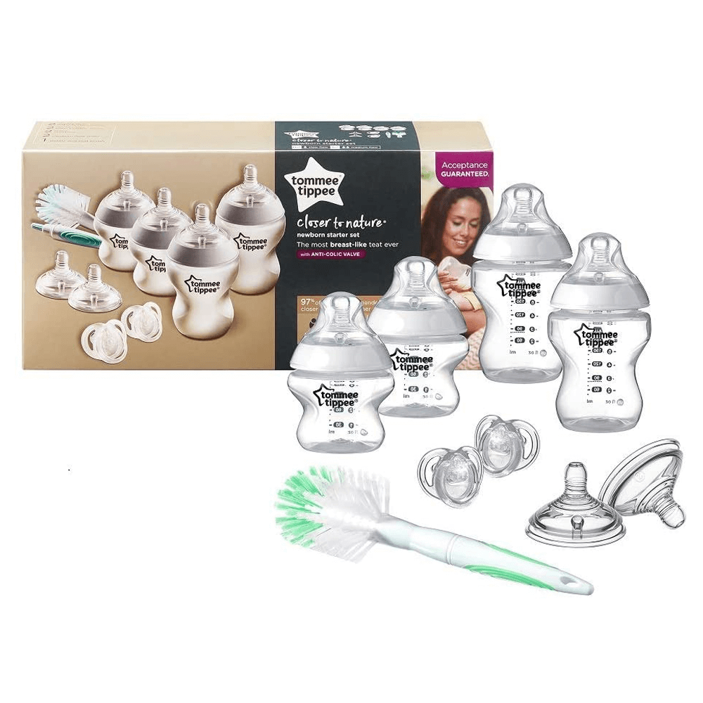 Tommee Tippee Closer to Nature Newborn Feeding Bottle Kit - Clear