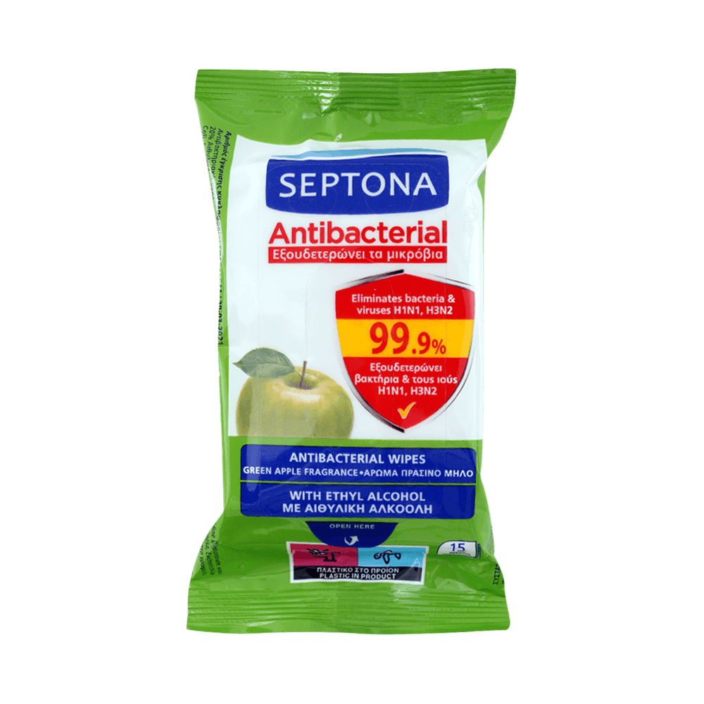 Septona Refreshing Anti-bacterial Green Apple Wet Wipes