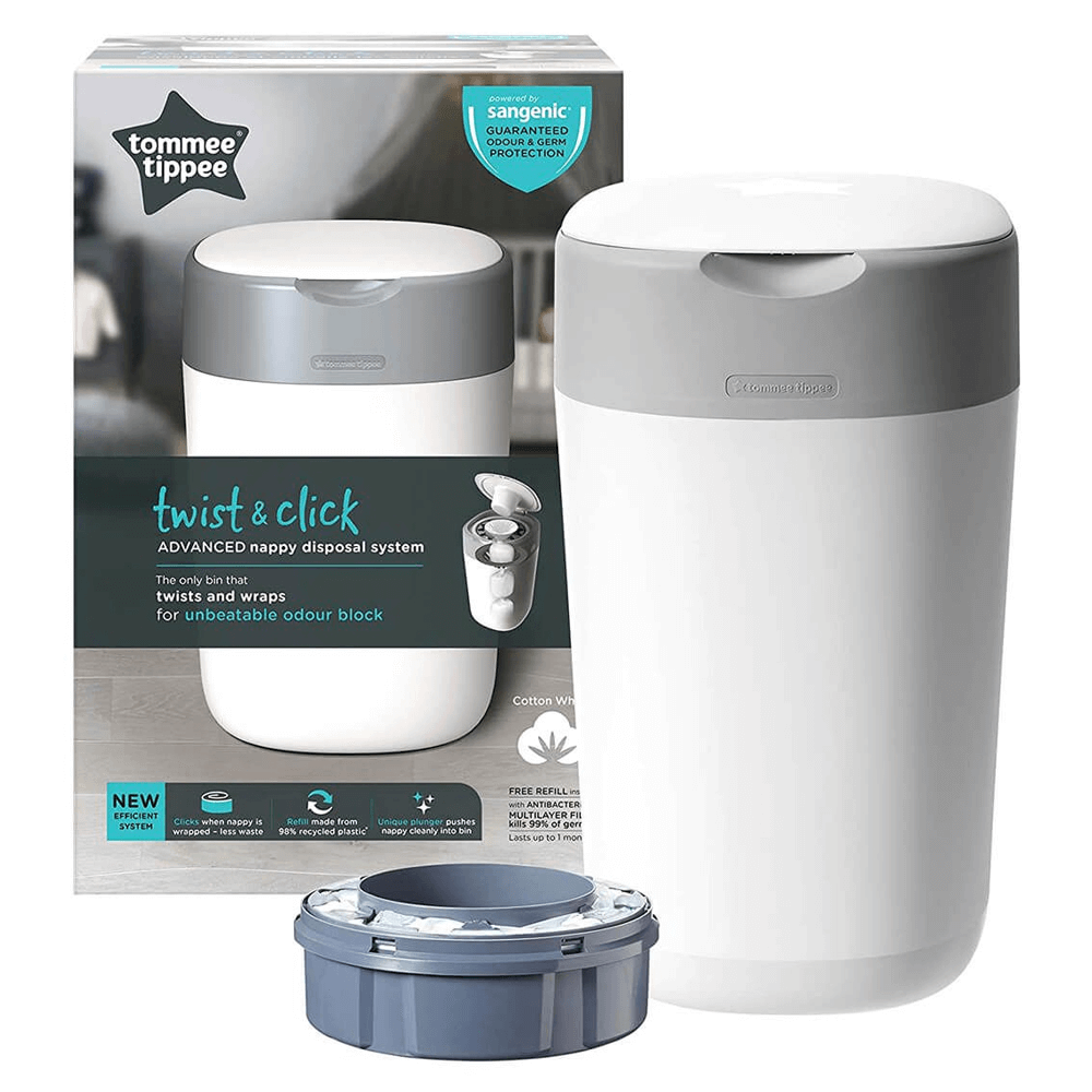 Tommee Tippee Twist & Click Nappy Disposal Tub - White