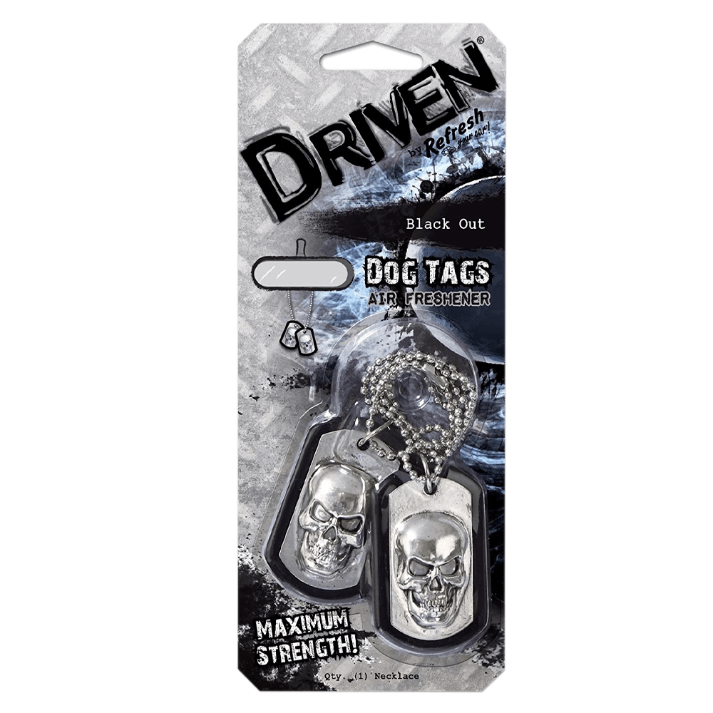 Driven Black Out Dog Tag Car Freshener