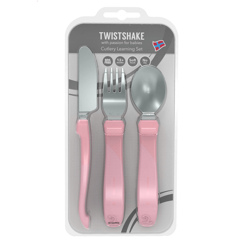 Twistshake Stainless Steel Learn Cutlery - Pastel Pink