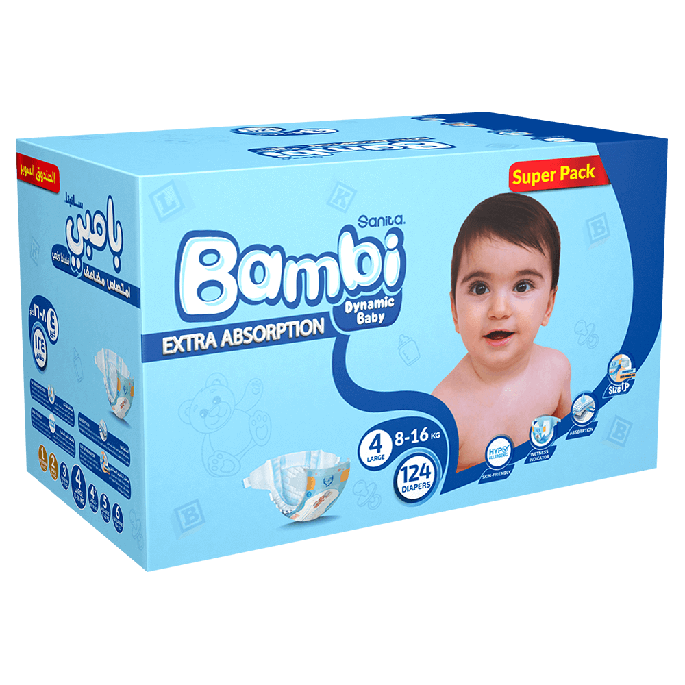 Sanita Bambi Size 4 Diapers - Large (8-16 kg)