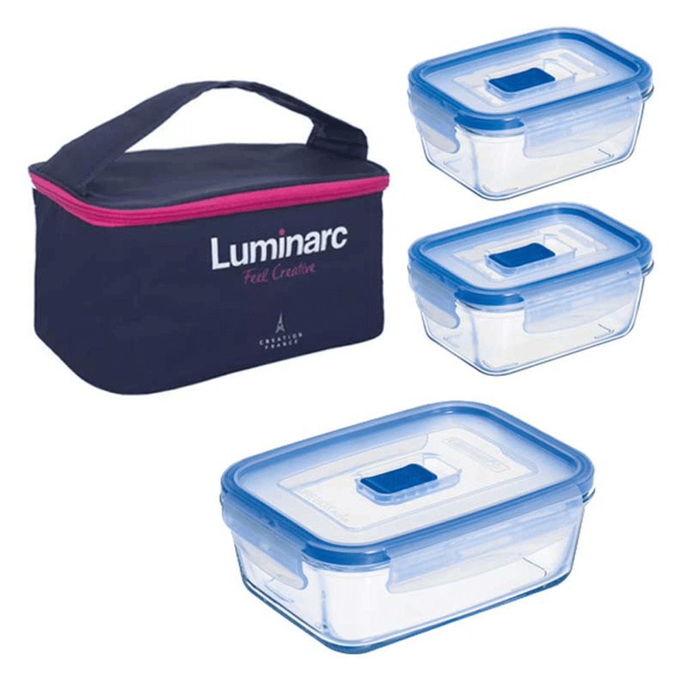 [KW033934] Luminarc Pure Box Set Of 3 Containers With Lunch Bag