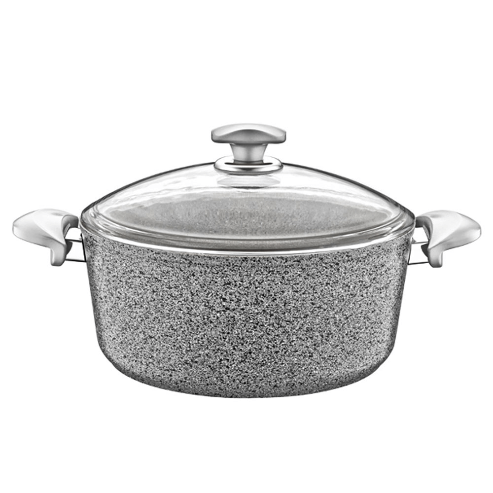 OMS Granite Casserole With Glass Lid