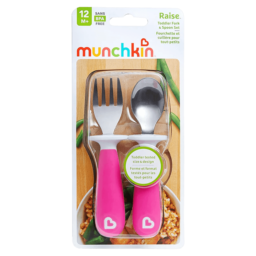 Munchkin Toddler Fork and Spoon Set 12M+ - Pink
