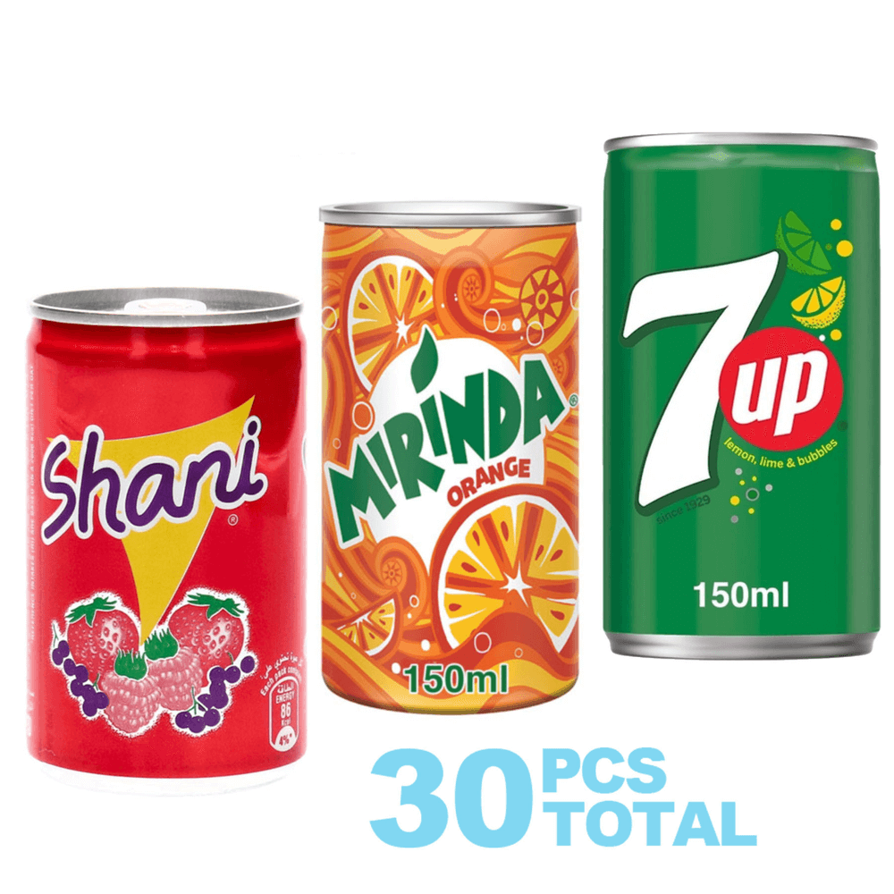 3 in 1 7 Up Regular, Mirinda Orange, Shani