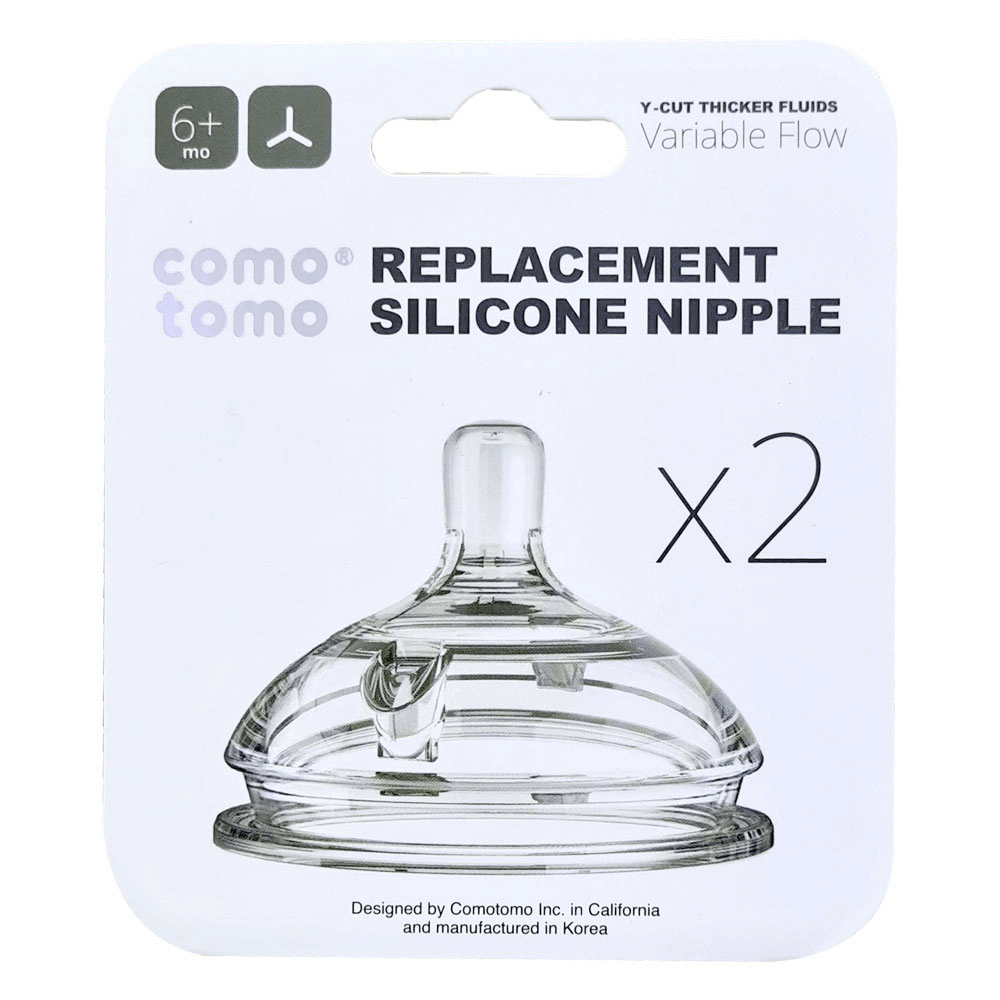 [KW029305] Comotomo Natural Teat Silicone Nipples - (Variable Flow) - Y-Cut - (6+ mo) - Clear
