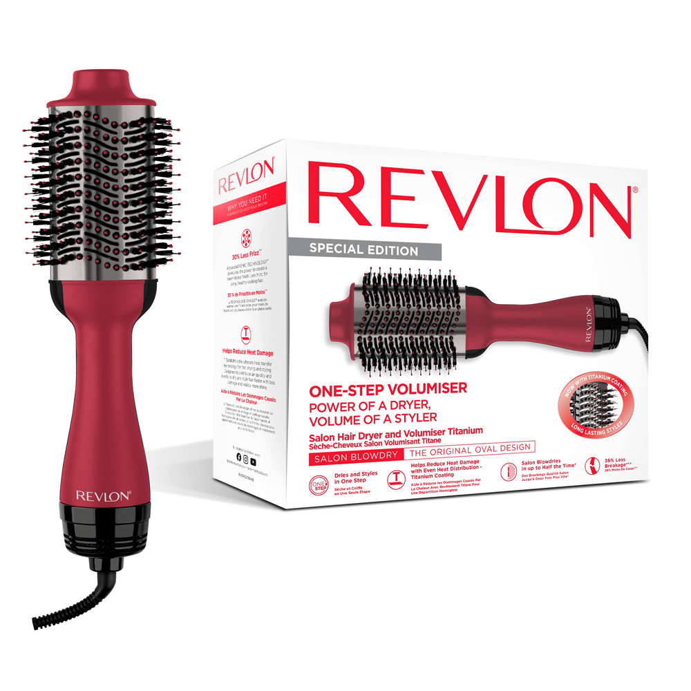 [KW026848] Revlon One-Step Hair Dryer & Volumizer Hot Air Brush - Red