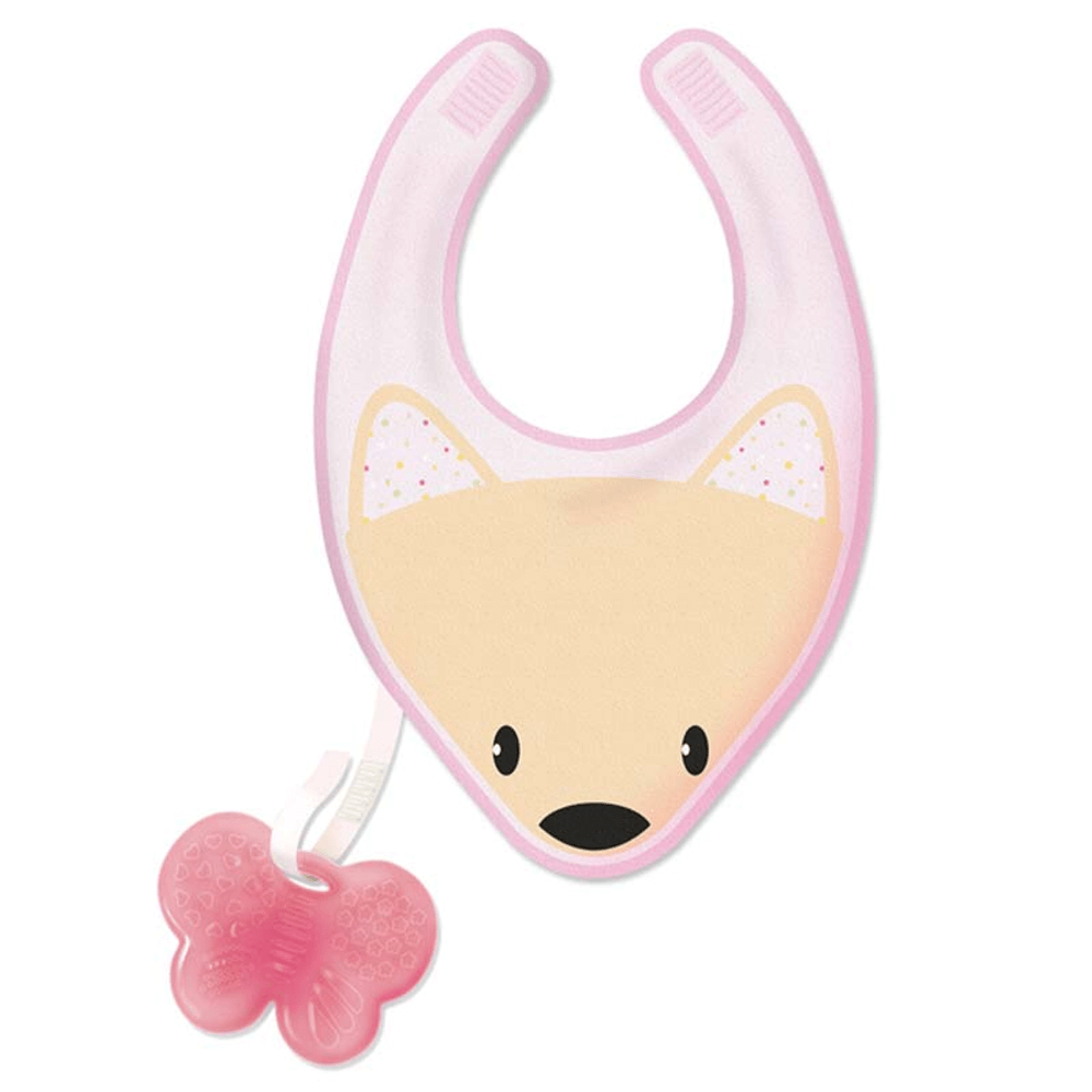 [KW032466] Chicco Fresh Pink Bib With Detachable Teether