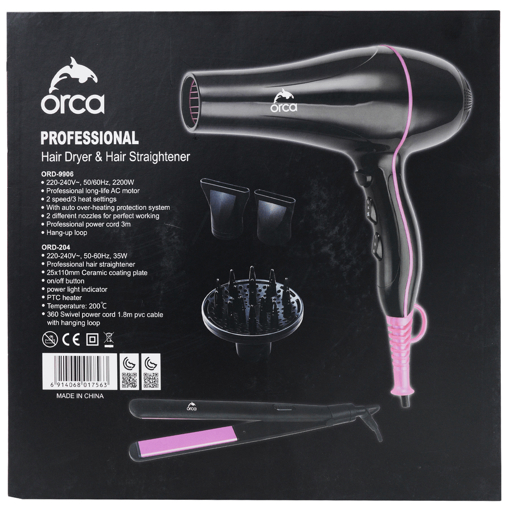 Orca Professional Hair Dryer And Hair Straightener Set