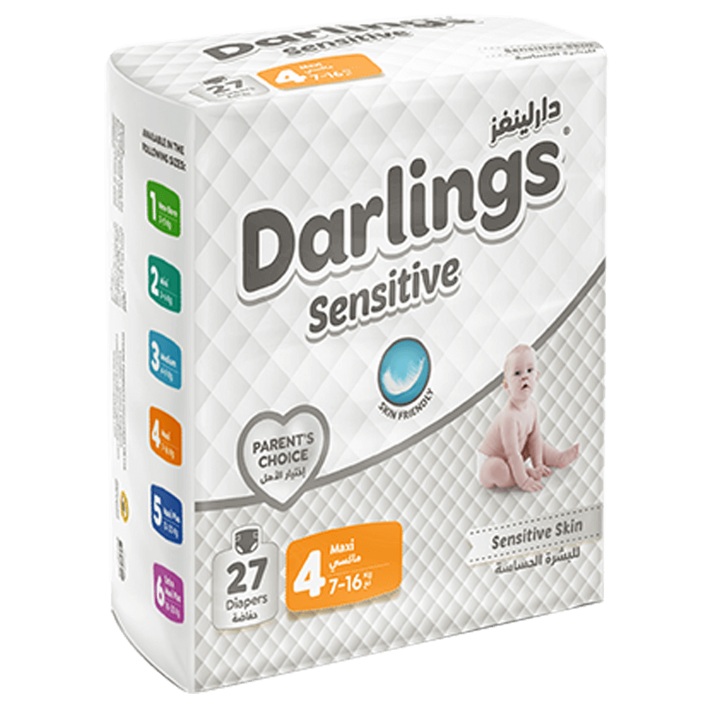 Darlings Sensitive Size 4 Maxi Diapers - (7-16 kg)