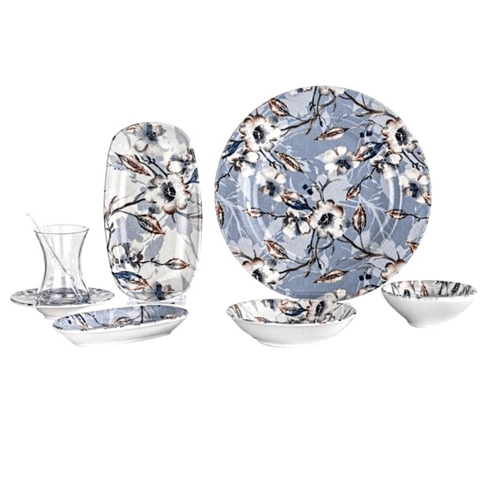 Floral Design Turkish Breakfast Set - Blue