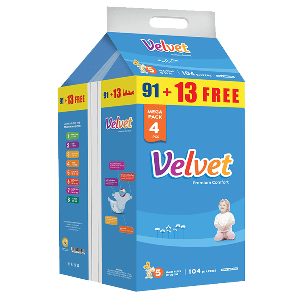 Velvet Size 5 Maxi Plus Diapers - (12-25 kg)