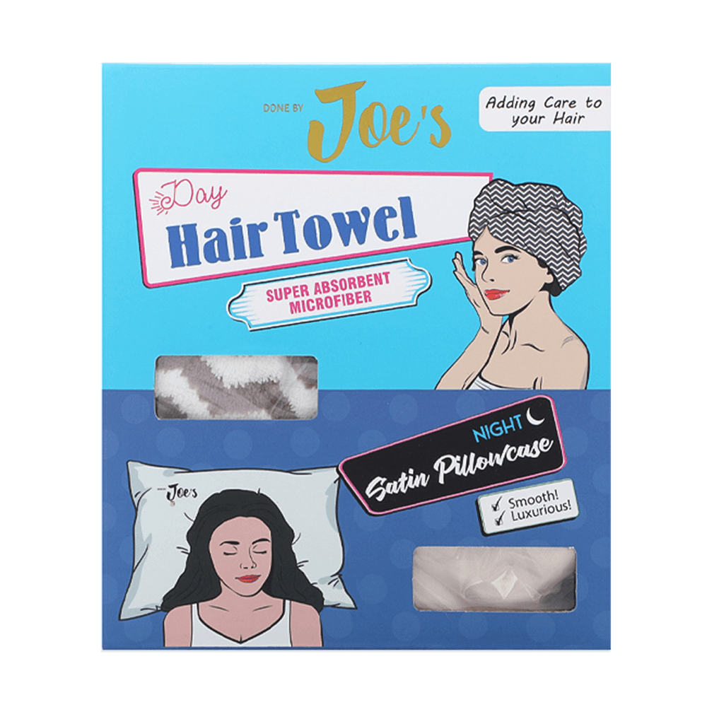 [KW065759] Done By Joe's Hair Towel & Satin Pillow Case Set