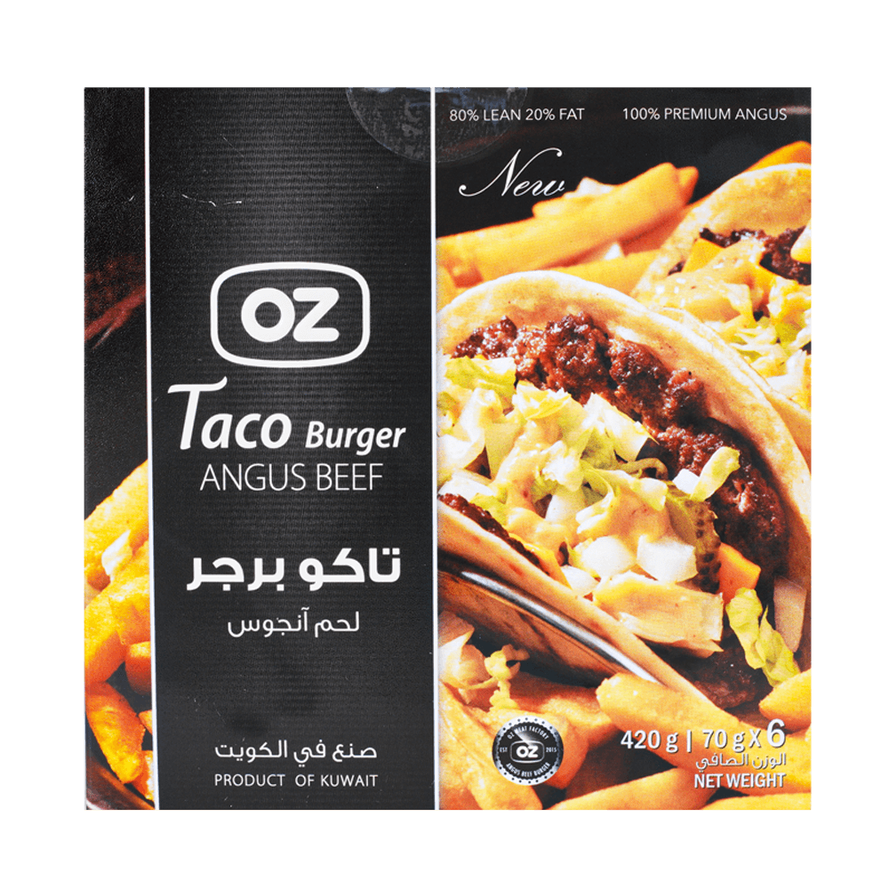 [KW070847] Taco Burger 420 gm (6X70g)