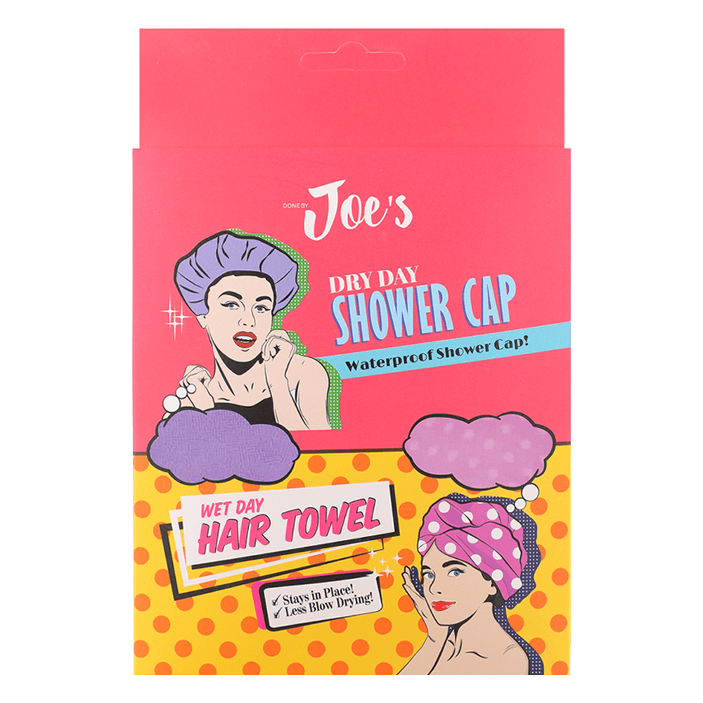 [KW065755] Done By Joe's Waterproof Shower Cap & Hair Towel Set