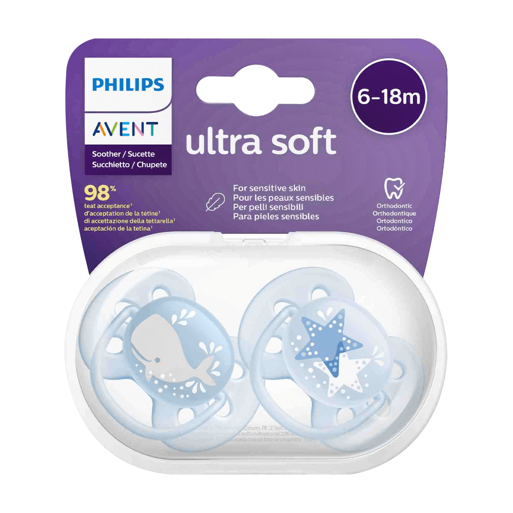 PHILIPS AVENT SOFT STHR SIL 6-18M BOY DECO X2