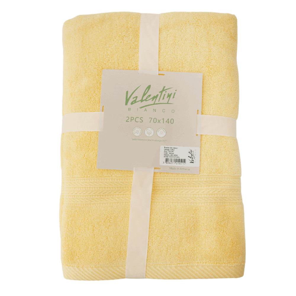 [KW087969] VALENTINI ARMENIAN COTTON 2PC TOWEL BUNDLE 70X140 YELLOW  - YELLOW