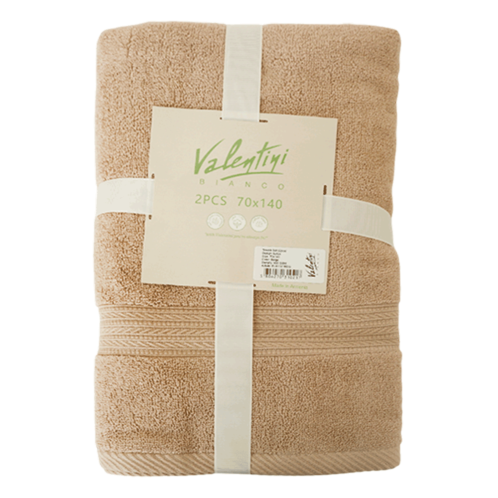 [KW087968] VALENTINI ARMENIAN COTTON 2PC TOWEL BUNDLE 70X140 BEIGE  - BEIGE