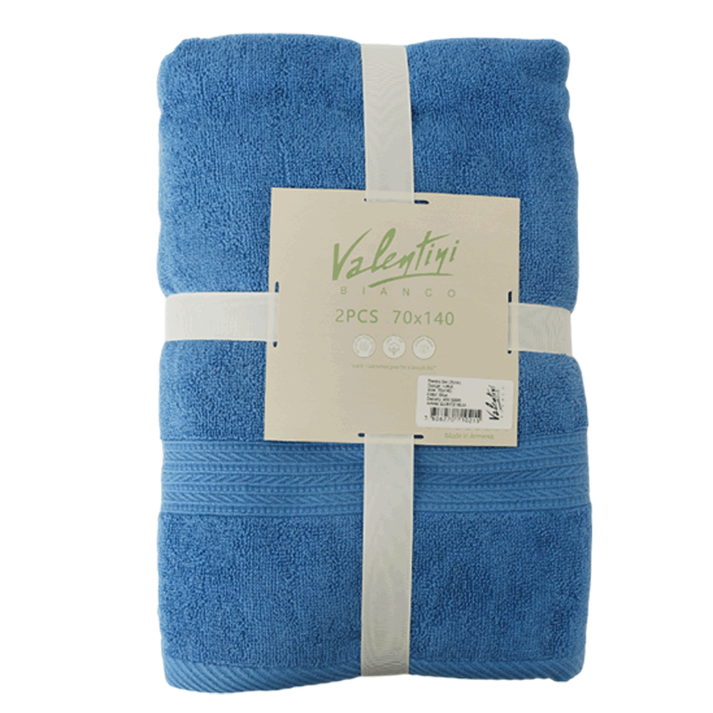 VALENTINI ARMENIAN COTTON 2PC TOWEL BUNDLE 70X140 BLUE  - BLUE