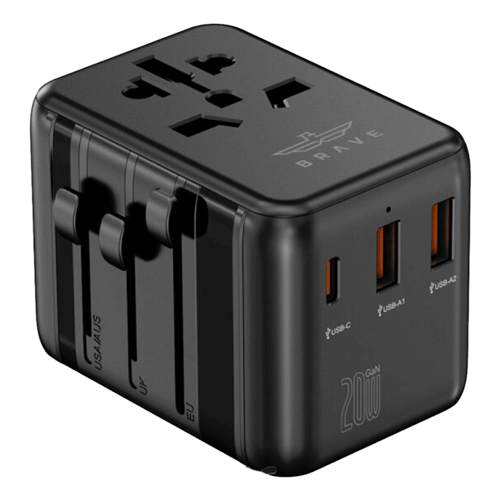 BRAVE 20W FAST TRAVEL CHARGER GAN 3 PORT + ACADAPTER
