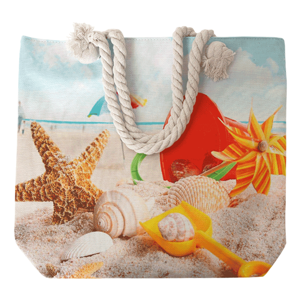 [KW086511] BeachBagDoubleRope Handle Multicolor Blue,White&Red