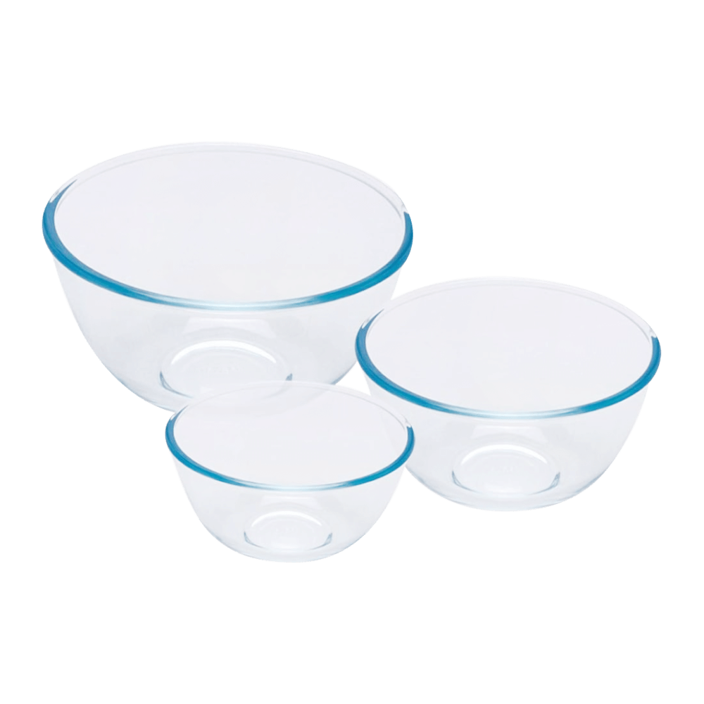 [KW083658] PYREX SET OF 3 BOWLS 0.5+1+2 LTR √ò14 CM √ò17 CM