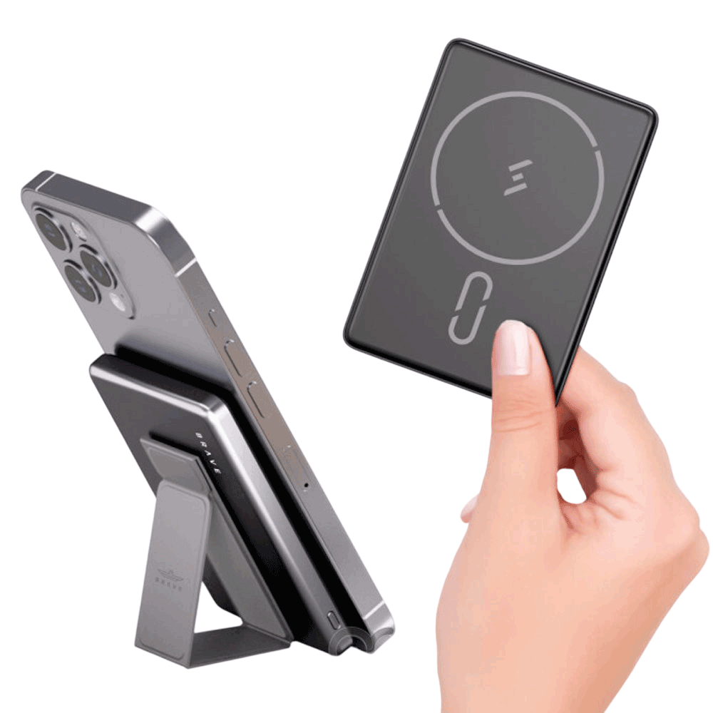 BRAVE Ultra Slim 10000mAh Magnetic Wireless Power Bank 15W With Stand, 20W Type-C