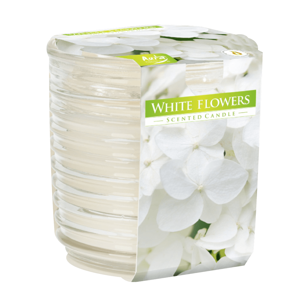 AURA 3 COLOURED SCENTED CANDLE  130G - WHITE FLOWER