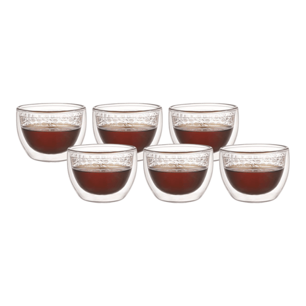 ARAMORO 6 PCS SET 70 ML BOROSILICATE DOUBLE WALL CAWA CUP WITH