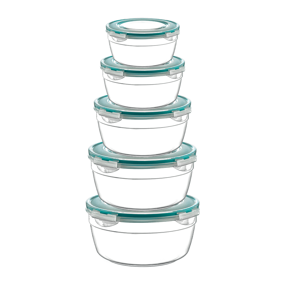 Plast Art Fresh Box Round Set of  5pcs (0.25 LT. + 0.5 LT. + 0.86 LT. + 1.5 LT. + 2.3 Lt.) #LC-335