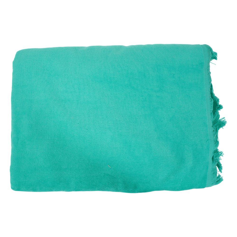 CANNON COTTON BEACH TOWEL WITH FRINGE 90X160 EMERALD - EMERALD