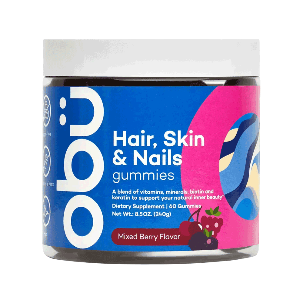 Obu Hair Skin And Nails Mixed Berry Flavor 60 Gummies