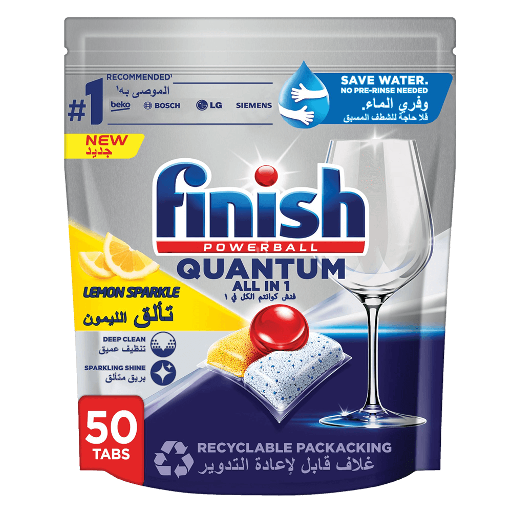 [KW071365] Finish Powerball Quantum Lemon Sparkle All In 1 Dishwasher Detergent Capsules
