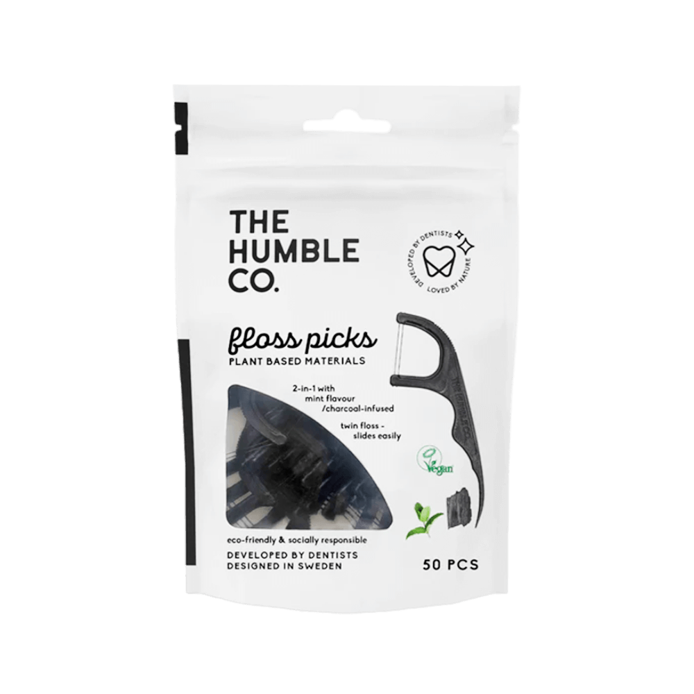 [KW071525] Humble Dental Floss Picks Charcoal with Mint flavor Packet*12 Sachet