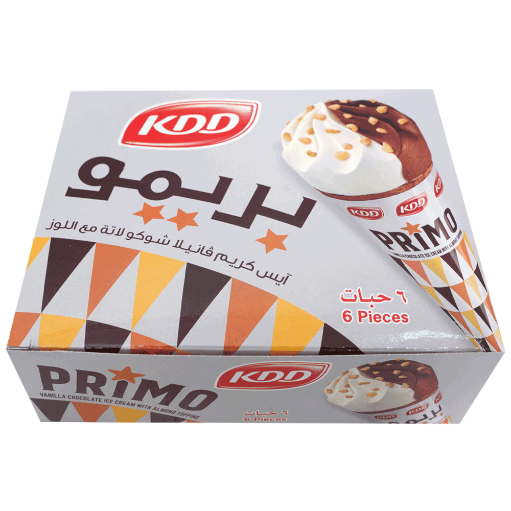 KDD Primo/Vanilla Chocolate ice cream with Almond Topping cones