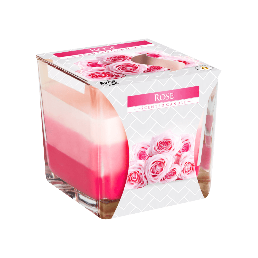 AURA 3 COLOURED SCENTED CANDLE  170G - ROSE