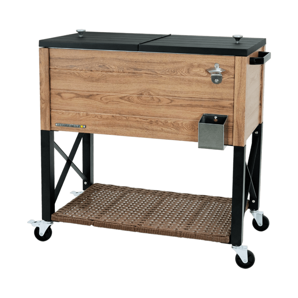 [KW074687] Permasteel Wooden Patio Cooler With Wheels
